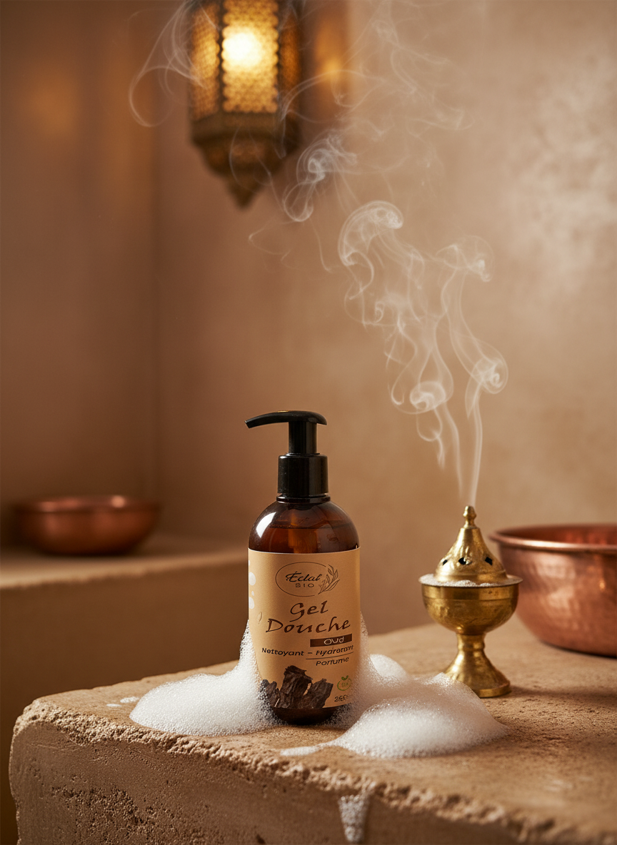 Gel Douche Éclat Bio dans hammam marocain