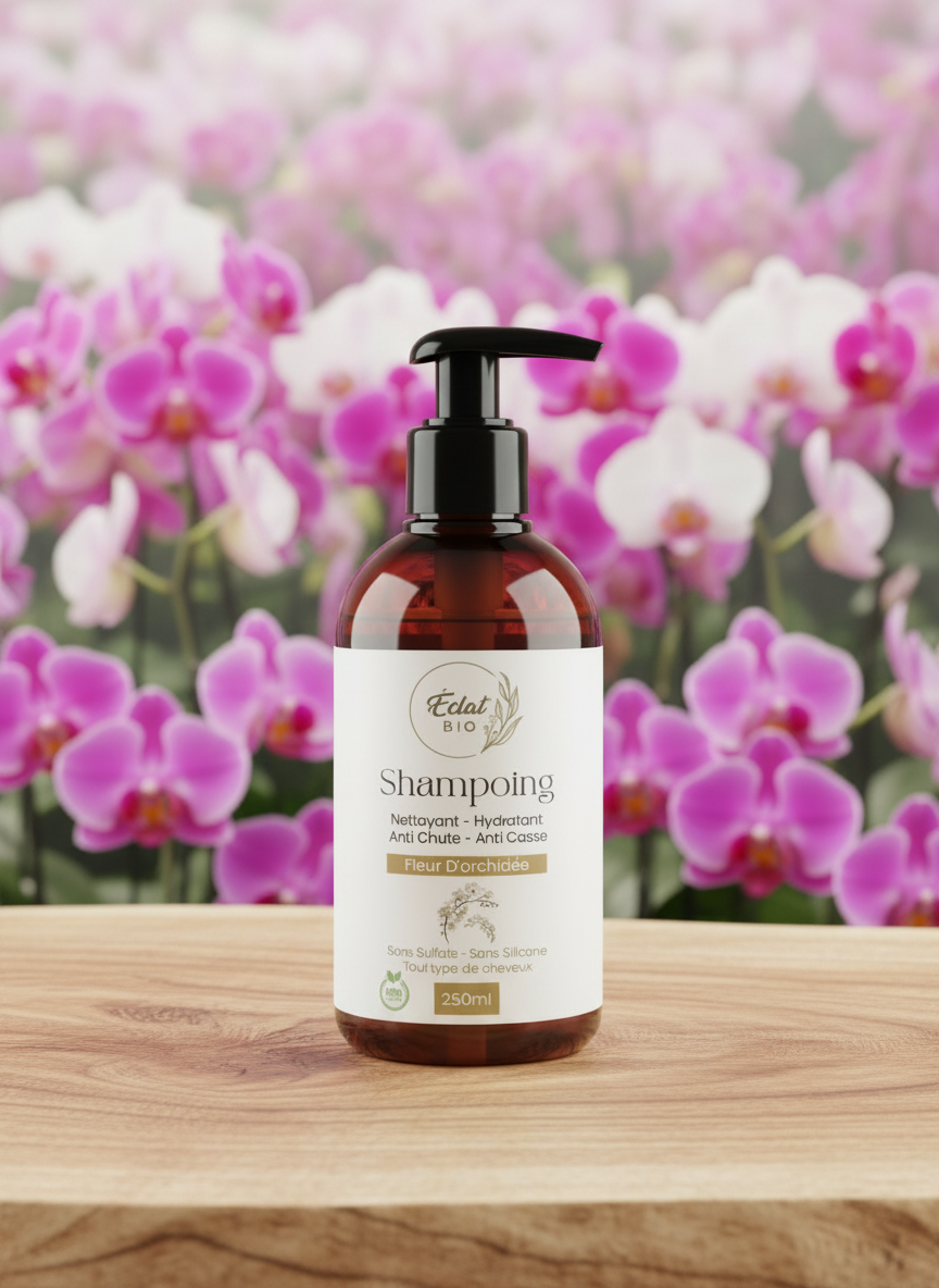 Shampoing au fleurs d'orchidées